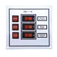 Switch Panel 12V Silver Alloy Vertical Fused Illuminated 3 & 4 Gang