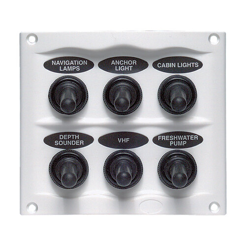 BEP Splash Proof Fused Switch Panel 6 Gang White