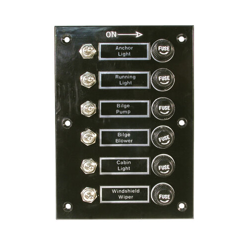 Switch Panel 12V Bakelite Vertical Fused - BLA 114002 