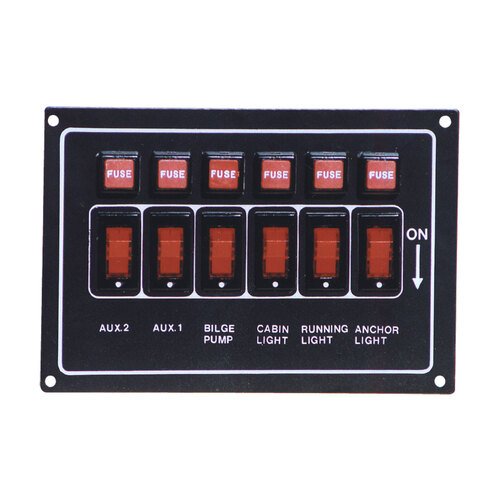 Switch Panel 12V Black Alloy Fused Illuminated 114012