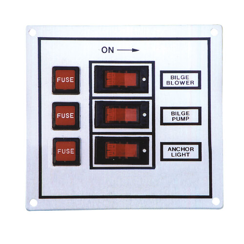 Switch Panel 12V Silver Alloy Vertical Fused Illuminated  - BLA 114014
