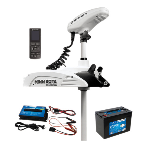 Minn Kota Riptide Terrova 60" 55Lb 12V/100AH Lithium Battery & Charger Pack - 604111LP100