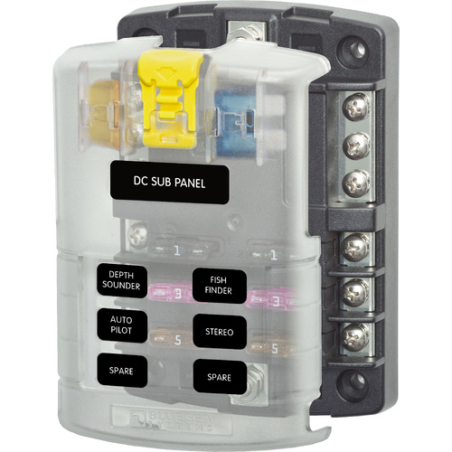 Blue Sea ST Blade Fuse Block - 6 Circuits w/Negative Bus & Cover - BS-5025